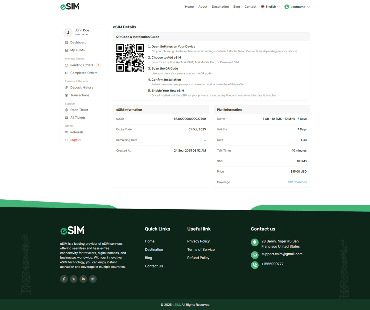 eSIM - International eSIM And Data Purchase Platform For Sale . This Codecanyon Scripts With Full Original Regular License With Full Updated And License - Image 6