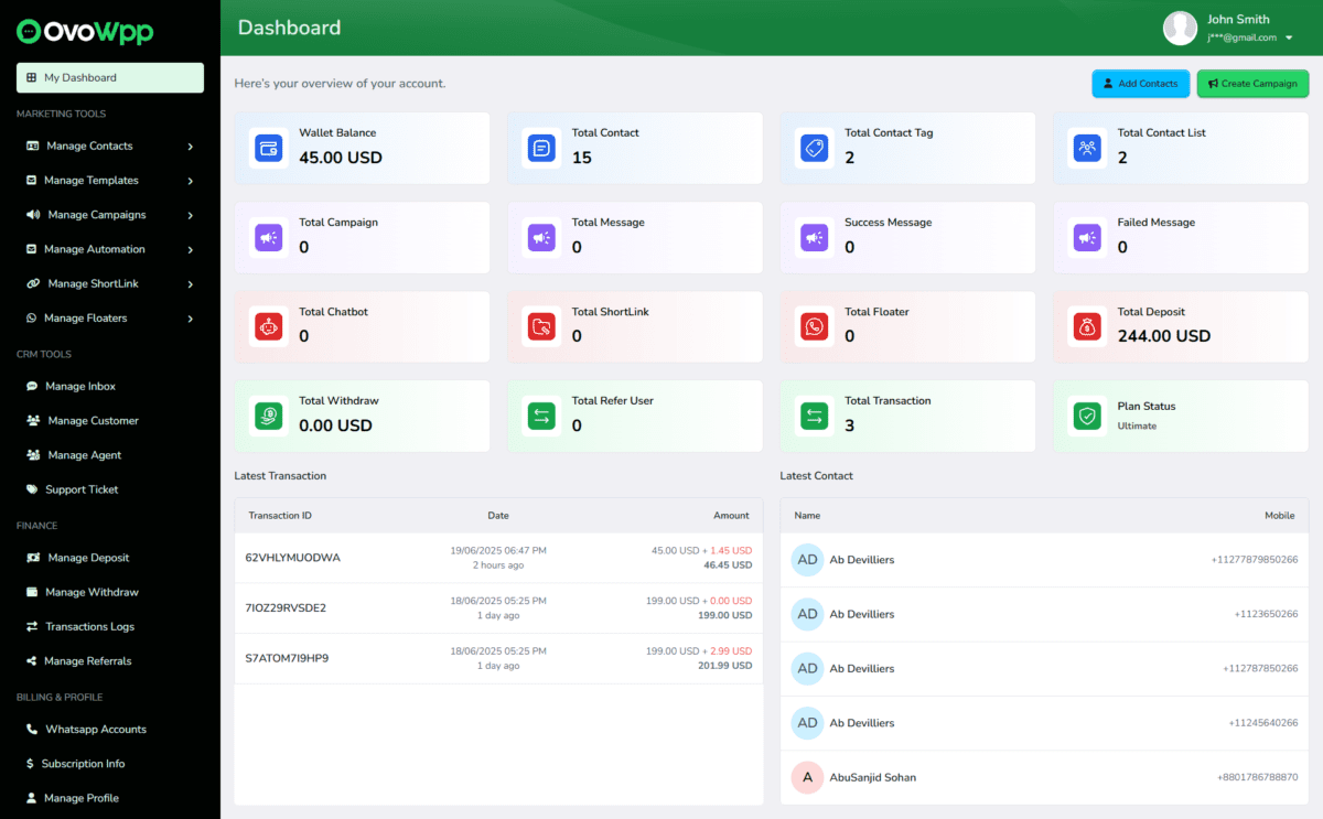 OvoWpp - Complete Cross Platform WhatsApp CRM and Marketing Tool | Web and Mobile App | SaaS - This Codecanyon Scripts With Full Original Regular License - Image 4