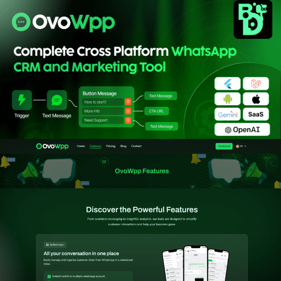 OvoWpp - Complete Cross Platform WhatsApp CRM and Marketing Tool Web and Mobile App SaaS - This Codecanyon Scripts With Full Original Regular License