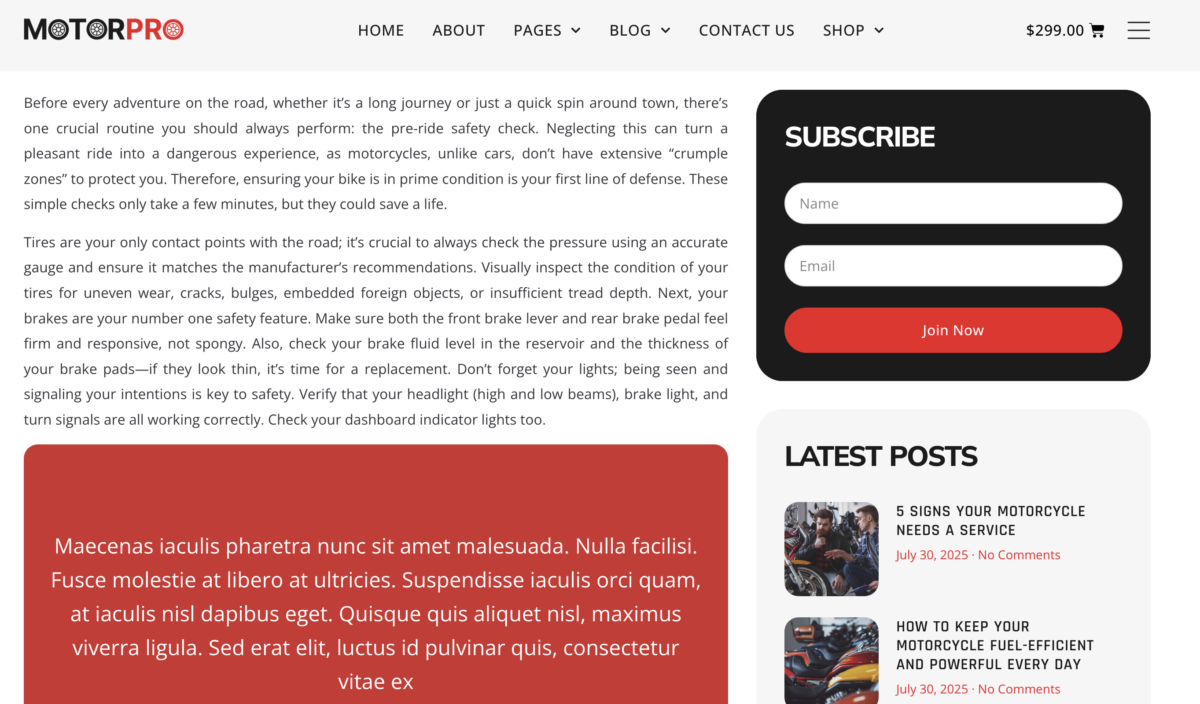 MotorPro - Wordpress Readymade Motorcycle Shop and Retail Website With Free SetUp In Your Panel Just Minutes - Image 13