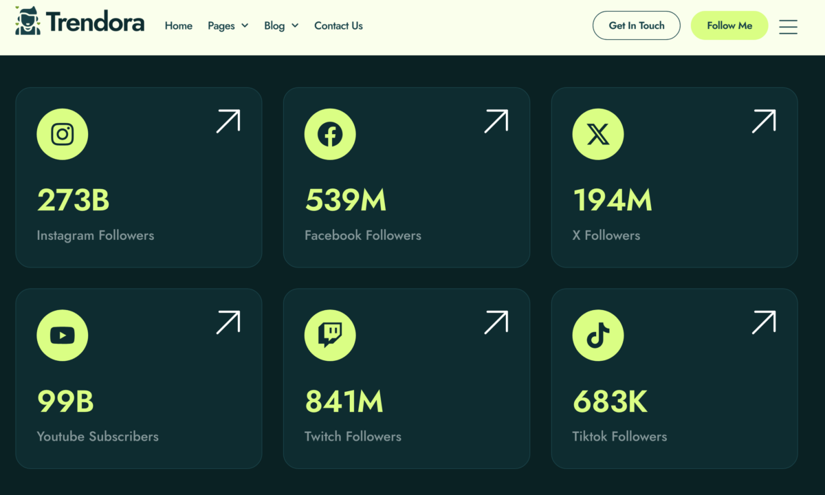 Trendora - Personal, Agency Or/ Content Creators influencers Online Details Presence Stunning Modern Portfolio Readymade Website Template - Image 3