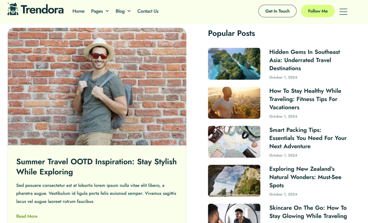 Trendora - Personal, Agency Or/ Content Creators influencers Online Details Presence Stunning Modern Portfolio Readymade Website Template - Image 9