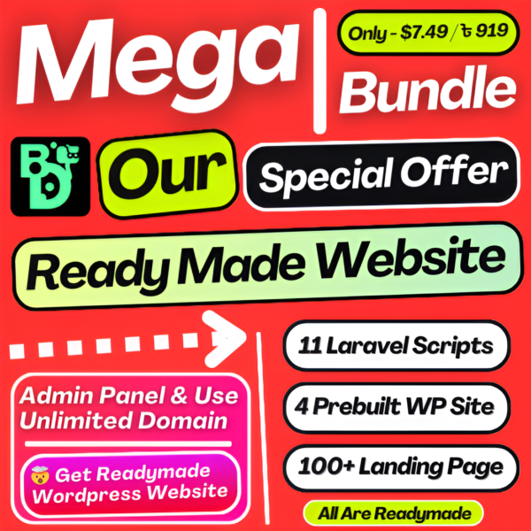 Specials Templates & Code Scripts Bundle – 11 Laravel Code Scripts 4 Readymade WordPress Website & 100+ Landing Page Website Template Bundles